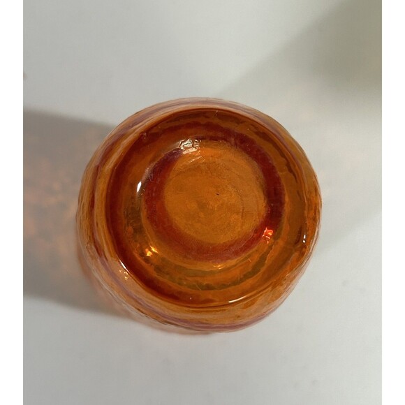 Orange Glass Swirl Stripe Pebbled Textured Iced Tea Summer Glass - Heavy - Picture 4 of 8